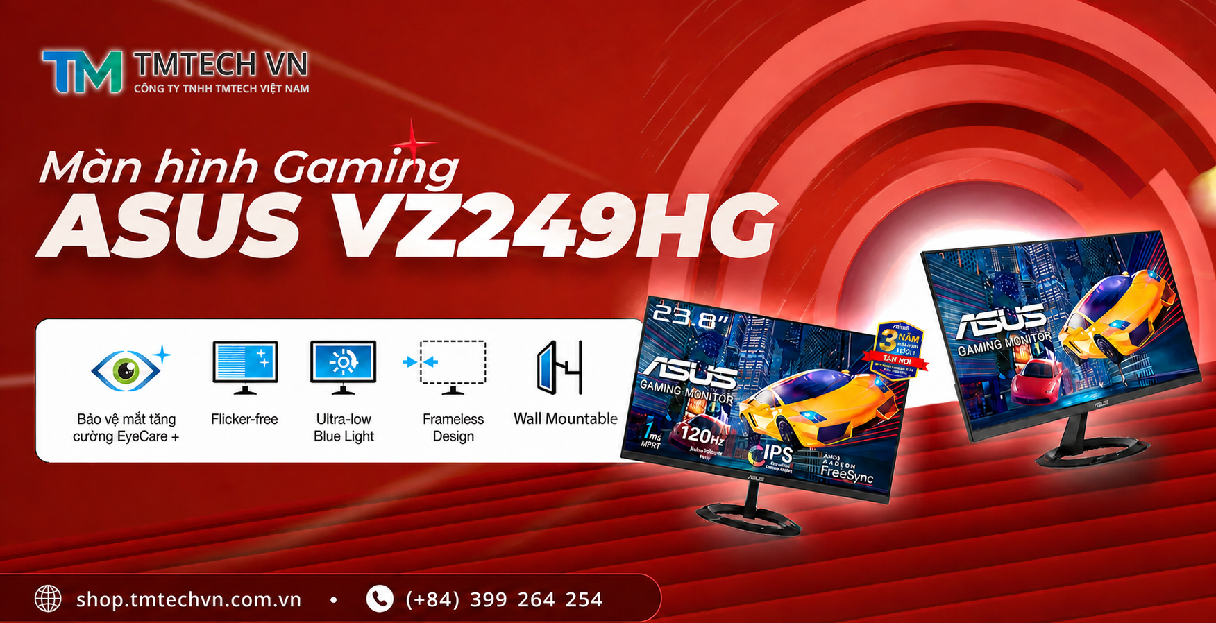 Màn hình ASUS VZ249HG 23.8 inch FHD 120Hz - TMTECH VN
