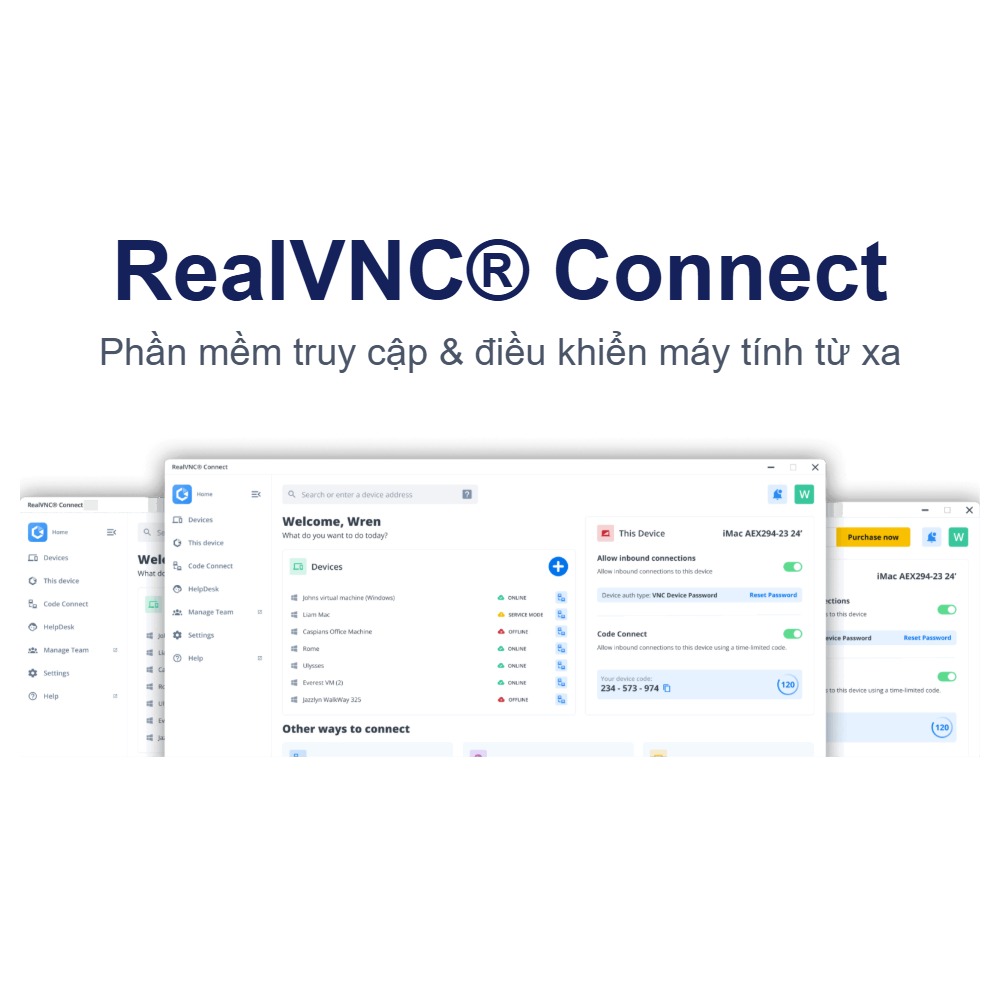 Phần mềm RealVNC Connect Plus 1 năm (1 kết nối, 50 thiết bị)